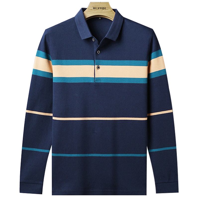 恒源祥男士长袖T恤2020新款纯棉条纹休闲男士长袖T恤上衣