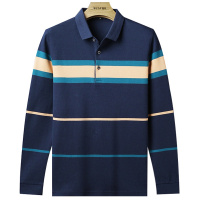 恒源祥男士长袖T恤2020新款纯棉条纹休闲男士长袖T恤上衣