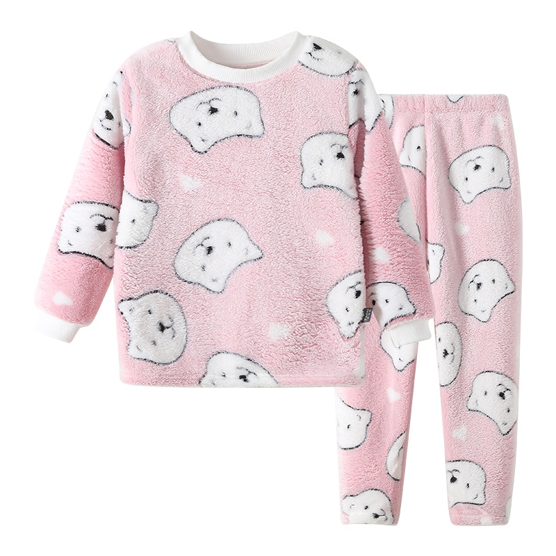 南极人秋冬季儿童睡衣男童冬款法兰绒宝宝女童家居服套装
