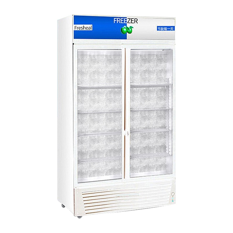 乐创（lecon）展示柜冷藏饮料柜商用立式冰柜冰箱冷柜保鲜柜 【双门蓝白色】 【直冷下压缩机】