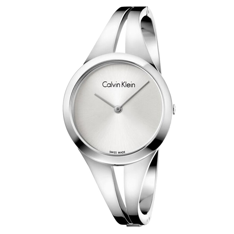 CK卡文克莱（CalvinKlein）手表 ADDICT系列 银色简约无刻度石英女士腕表K7W2M116