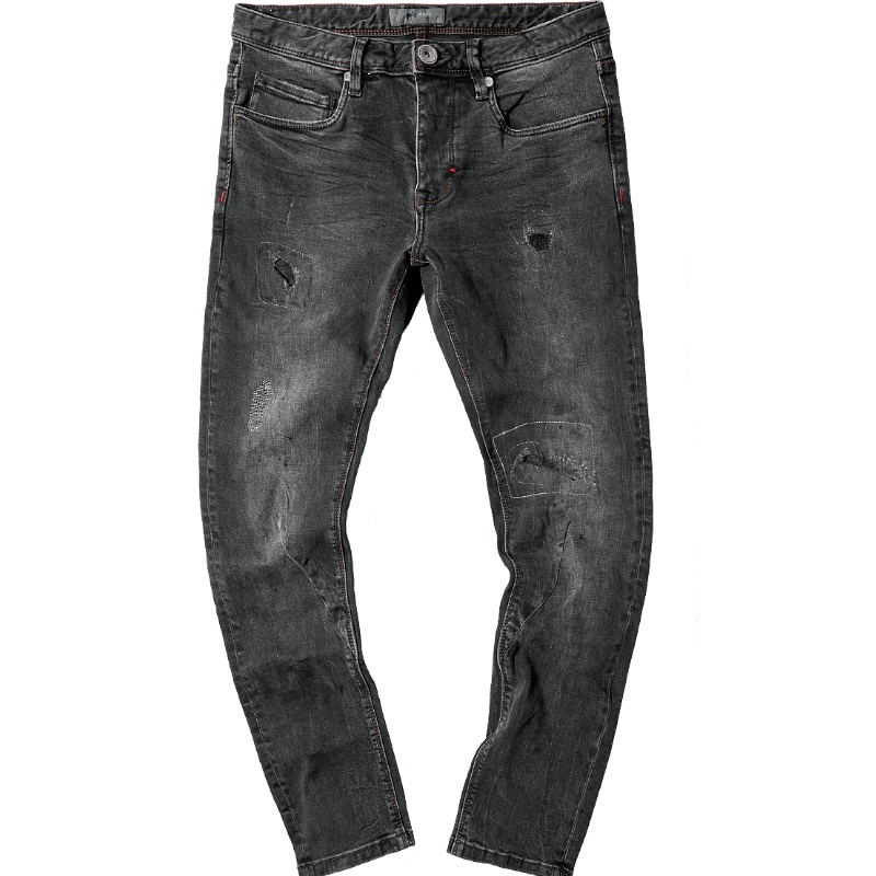 黑鲸复古假破洞牛仔裤男秋季男装时尚休闲裤子男CKNAJ38029A