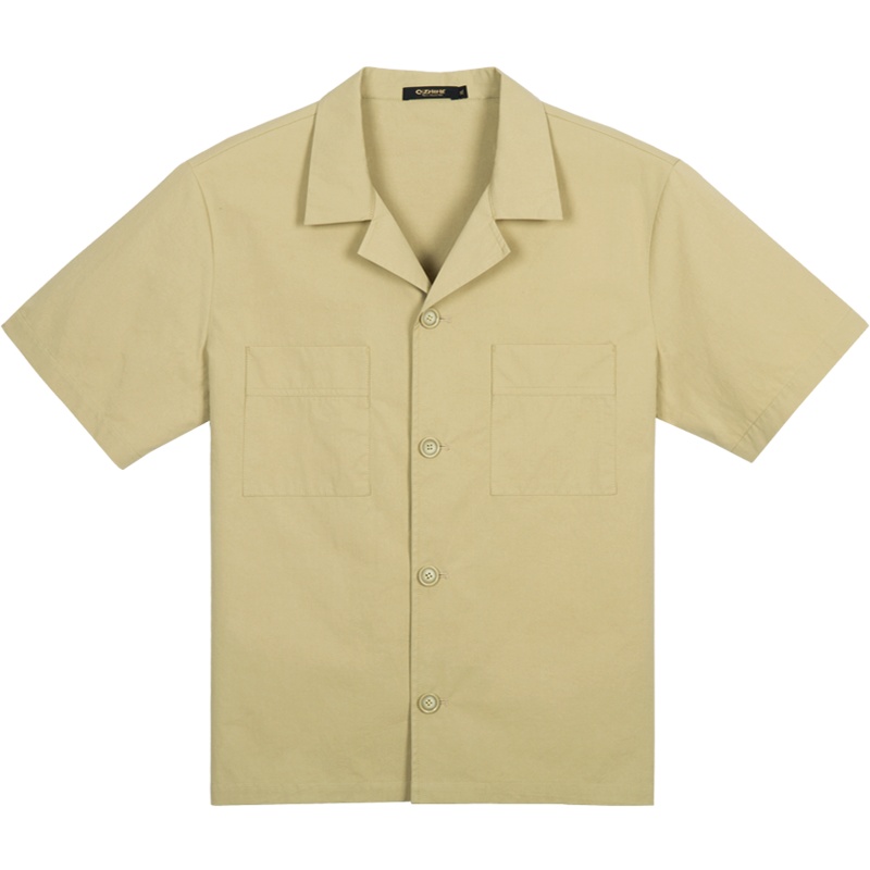 千纸鹤男装2020夏季纯棉短袖衬衫男士宽松休闲潮流寸衫10310