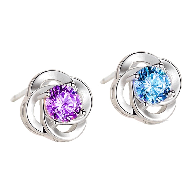 依帝魅女士925银四叶耳钉 简约女款纯银耳饰耳环不易过敏情人节礼物