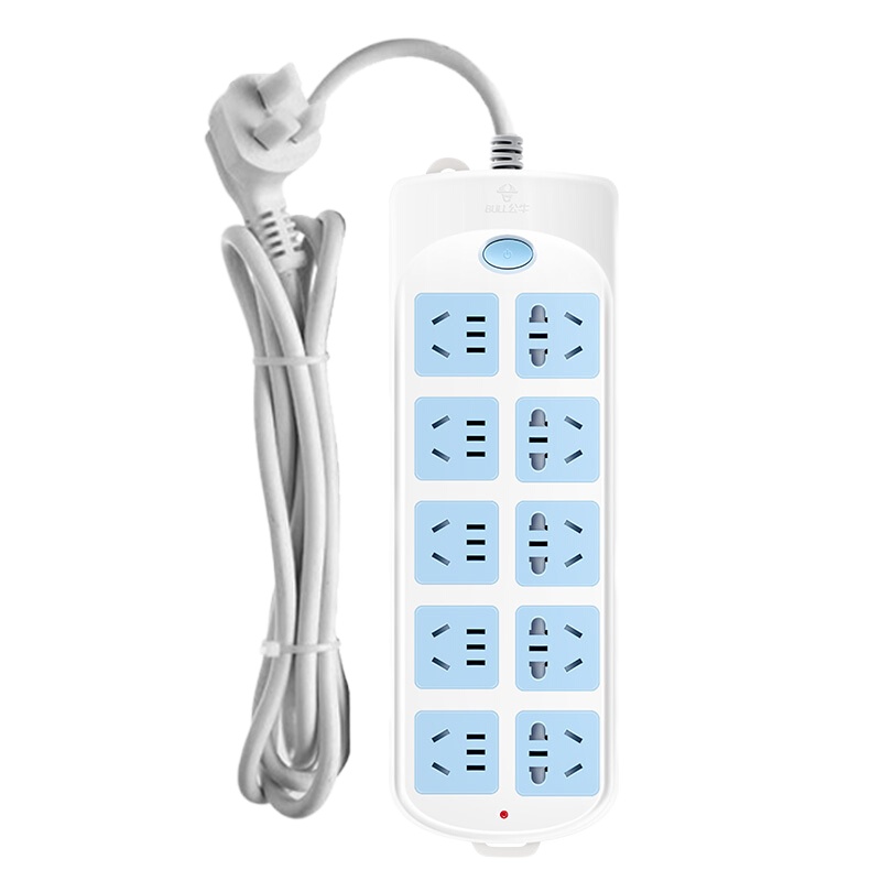 公牛插座 超功率过载保护 带开关保护门 电源接线板插排插线板插板 新国标 605 十位总控开关全长5米