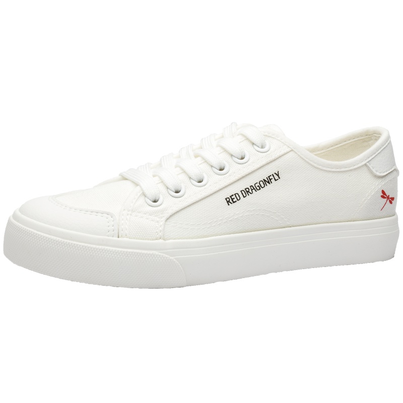 红蜻蜓帆布鞋女2019新款韩版鞋子女学生基础小白布鞋夏季透气平底WTB95422