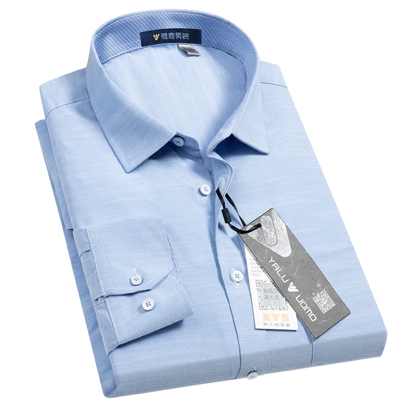 雅鹿男装冬季新款商务休闲中年充绒保暖衬衣男士羽绒衬衫153C639B