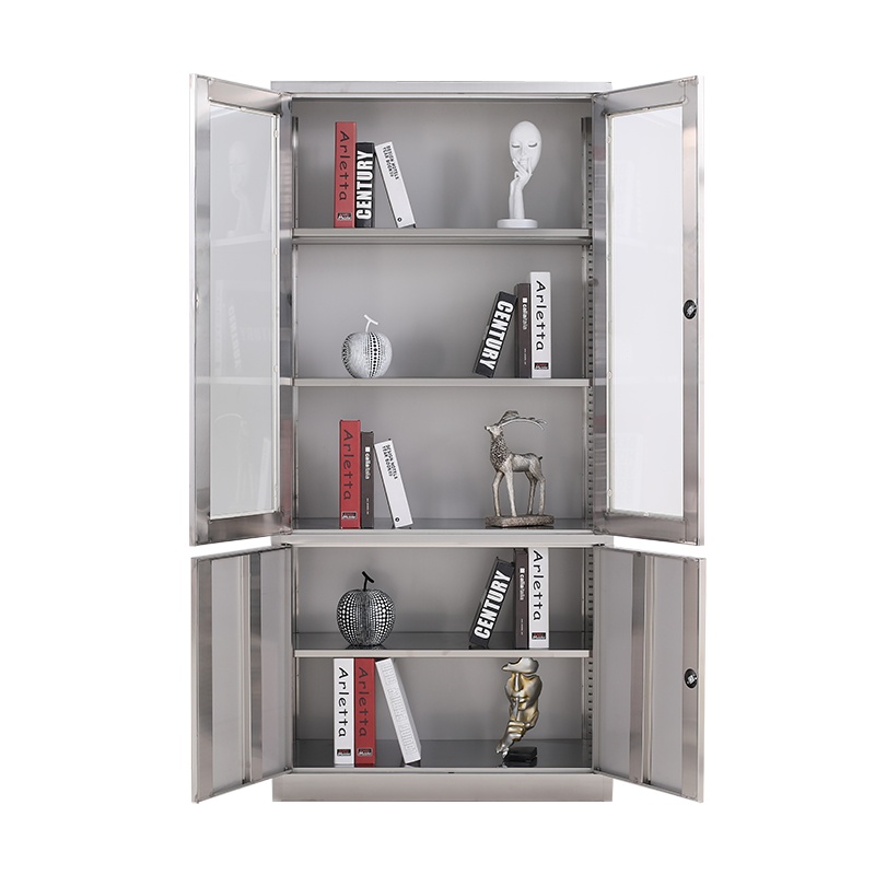 东港家具 不锈钢办公文件柜铁皮柜财务凭证资料柜档案柜玻璃储物书柜带锁抽屉可定制