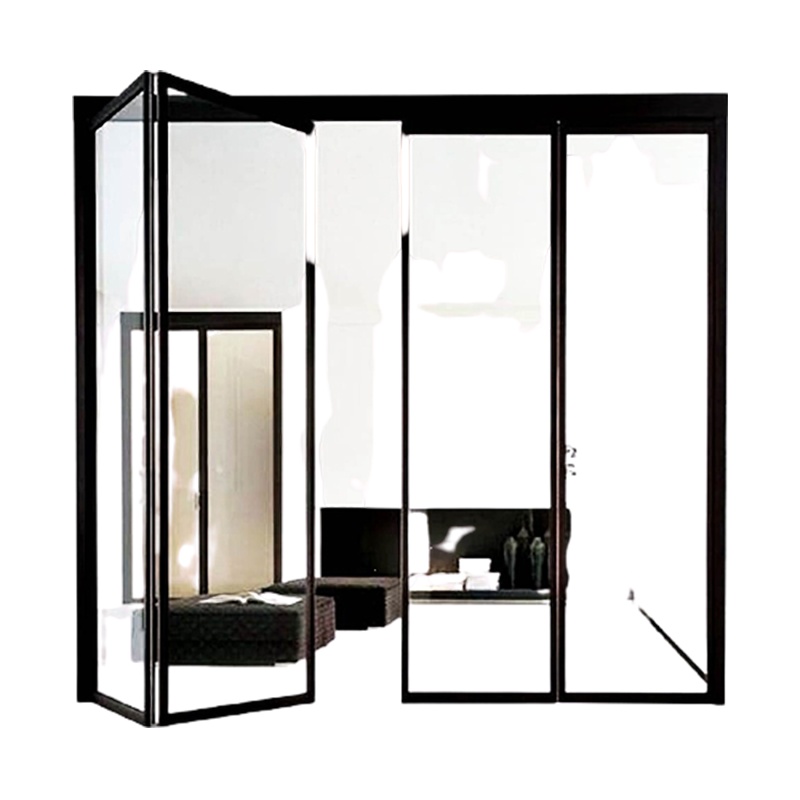 定制_简易铝合金折叠门推拉门隔断符象卫生间门开放式厨房阳台玻璃移门定制