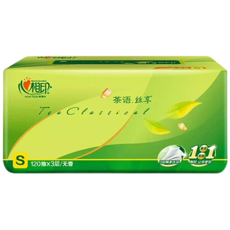心相印抽纸3层120抽茶语系列家用实惠装卫生纸巾面巾纸餐巾纸心心相印 1提8包