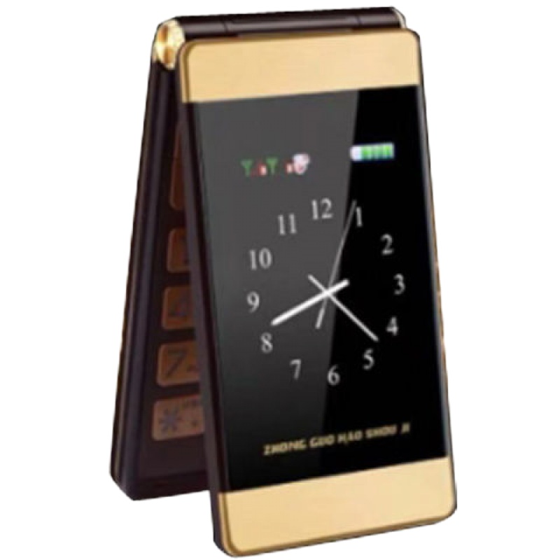 双屏翻盖老人手机大声大字老人机移动联通男女款老年机超长待机 双屏版咖啡金 双电池