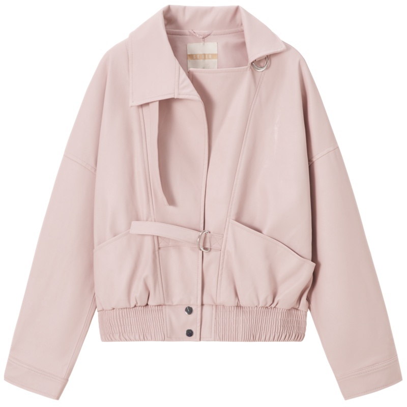 【满198减100预估价：141】森马外套女pu皮夹克oversize上衣2021早春新款翻领皮衣宽松小个子