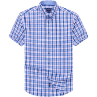 Youngor/雅戈尔夏季新品男士商务正装蓝色纯棉DP免烫短袖衬衫181FJY