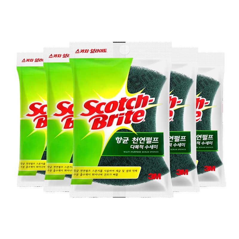 3M思高百洁布洗碗海绵蝶形洗碗布厨房海绵刷碗布韩国进口洗碗布 5包装