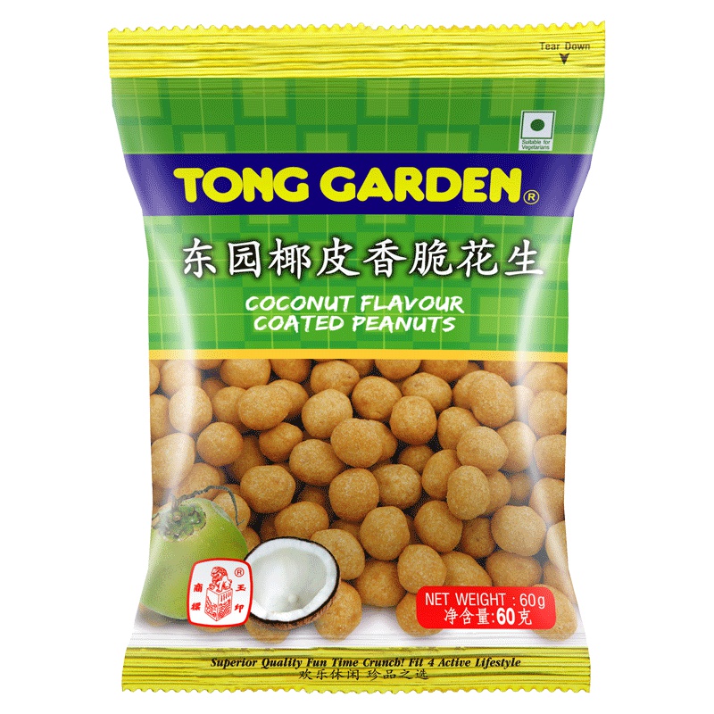 东园(Tong Garden)椰皮香脆花生 60克 泰国原装进口零食