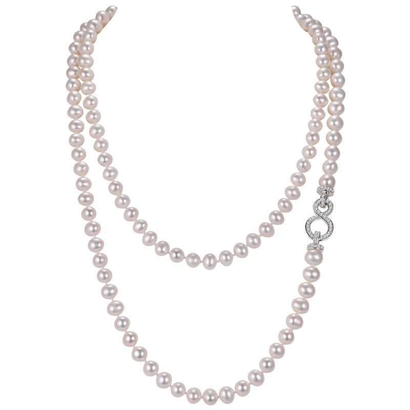 佰色传情强光天然淡水珍珠毛衣链项链首饰法式优雅时尚气质长款