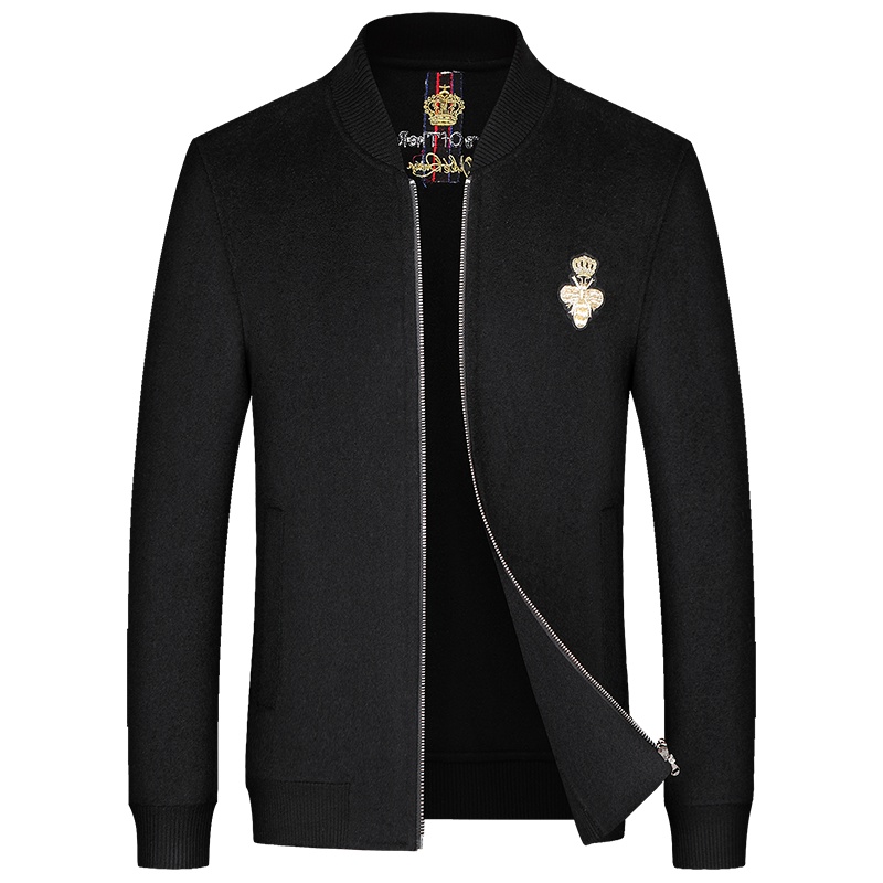 夹克短款非双面呢子大衣男秋冬季加厚中年羊毛呢宽松外套爸爸装 SQM5830