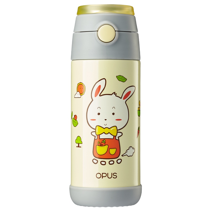 OPUS儿童保温杯350ml不锈钢水杯保温壶女学生可爱卡通萌萌黄便携带吸管杯