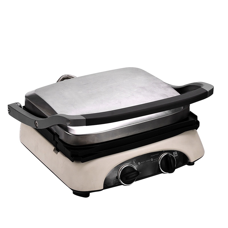 无言(silencare) 家用牛排机煎烤机烤肉机培根机上下盘单独加热不粘涂层 SC-K308 暖白色