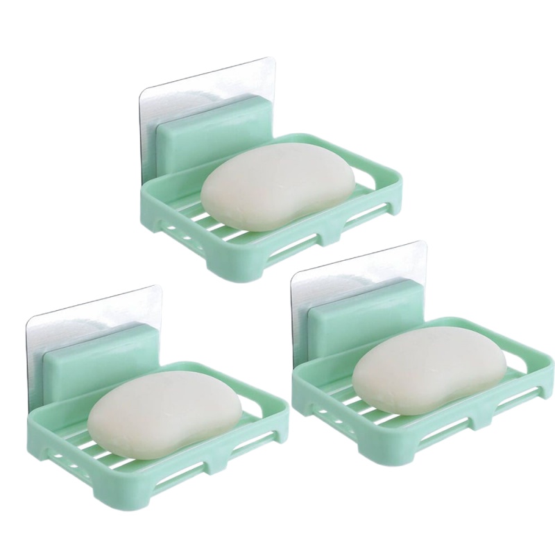 3个北欧绿 免打孔壁挂肥皂盒浴室沥水肥皂架卫生间吸壁式香皂盒香皂架皂盒子
