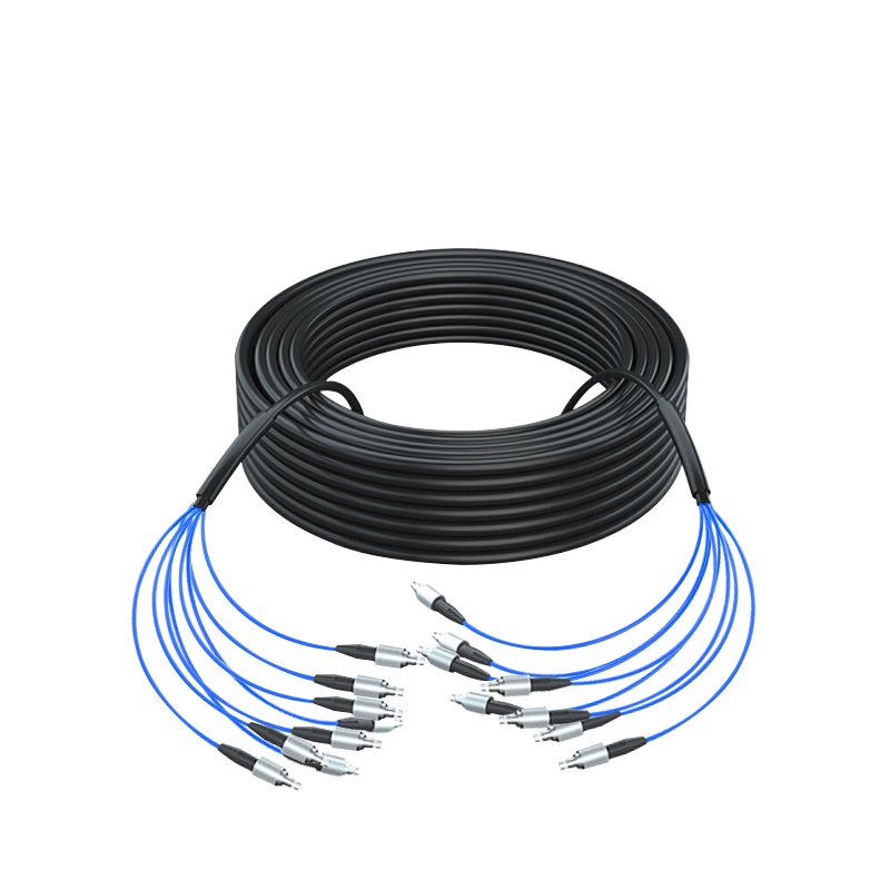 千天(QANTOP)室外FC-FC铠装光缆架空免熔接光纤跳线成品线电信级户外单模8芯网线延长监控传输光纤线1000米