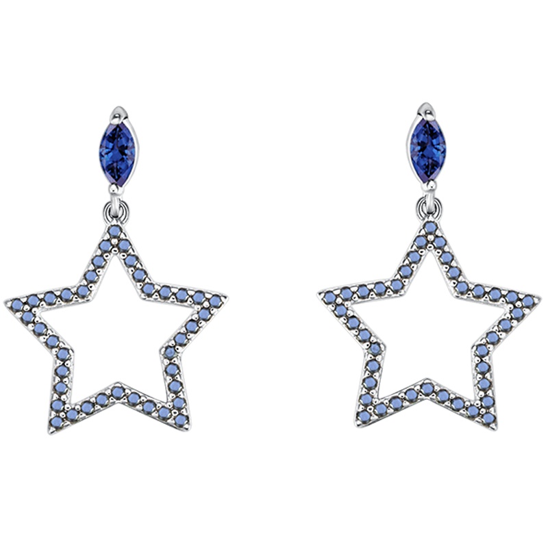 金一 银S925银 简约百搭女士五角星水晶耳饰耳坠(定价) BGF022