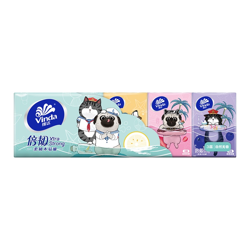 维达手帕纸3层8张无香小包纸巾学生用纸面巾纸餐巾纸便携式随身装 3条共计30包