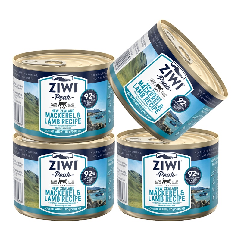 巅峰ZiwiPeak 马鲛鱼羊肉猫罐头 185g*4罐高肉含量宠物罐头猫湿粮宠物零食