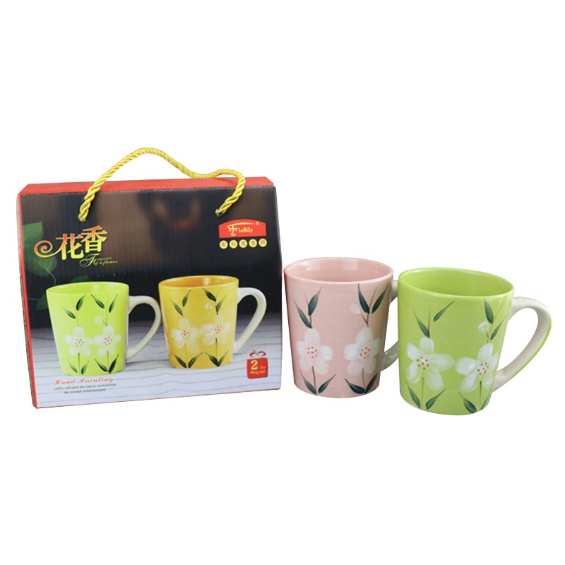 花香情侣陶瓷对杯 100套起订