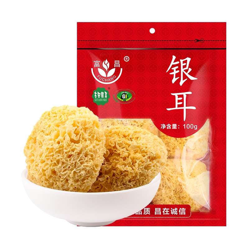 富昌银耳100g袋装丑银耳白木耳糯耳朵银耳特产干货 银耳莲子羹食材