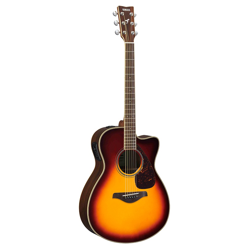 雅马哈自营(YAMAHA)FSX830CBS棕色渐变单板民谣电箱吉他40英寸缺角玫瑰木背侧