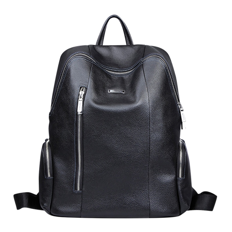 【顺丰配送】双肩背包男潮流旅行双肩包潮牌电脑包男旅行包男书包时尚潮流男士背包男士双肩包男真皮SJ150929HZ黑色中号