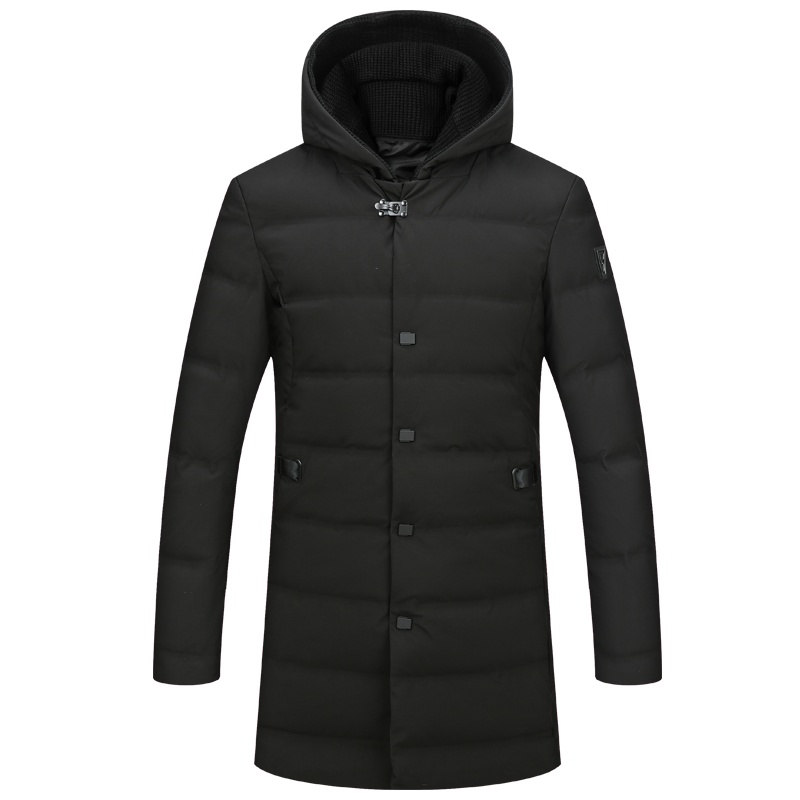 HODO红豆男装冬季男士羽绒服简约时尚可脱卸帽领连帽中长款加厚羽绒服男外套