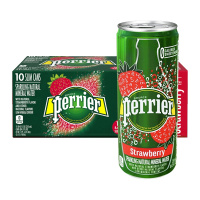 [满满草莓香气]巴黎水(Perrier)天然气泡矿泉水(草莓味)250ml*30罐/箱 进口饮用水 法国进口