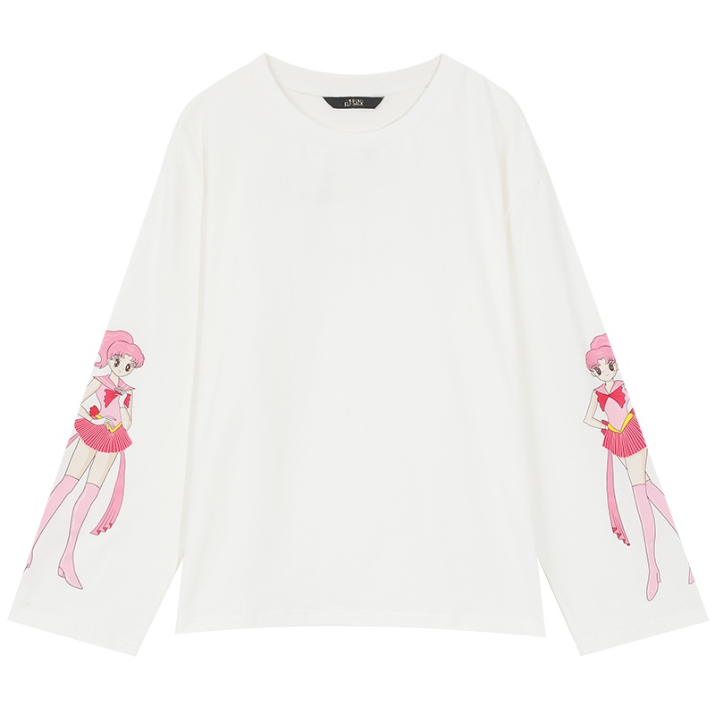妖精的口袋印花圆领长袖T恤2019秋季新款女韩版时尚宽松ins上衣潮