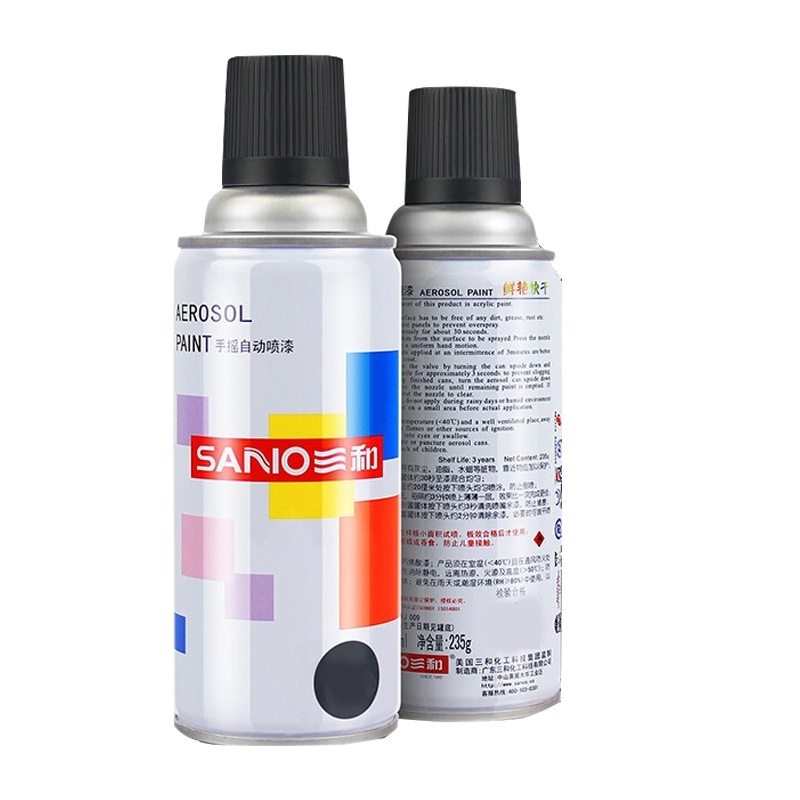 三和普通色系列手摇自动喷漆 4哑光黑 12瓶/箱 (1箱)