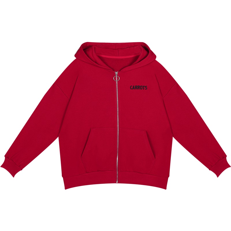 2019秋季红色学生连帽春秋外套宽松百搭休闲卫衣女拉链韩版上衣潮