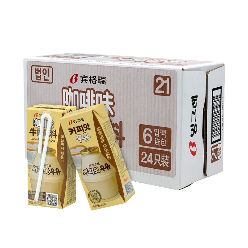 韩国进口 宾格瑞咖啡味牛奶饮料200ml*24 香浓顺滑
