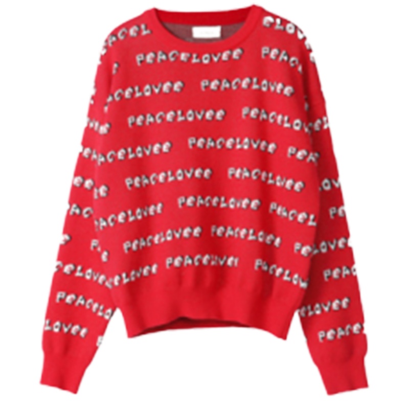 【专柜同款】Y拉贝缇红色毛衣女装宽松外穿2019新款秋冬慵懒风针织打底衫上衣60009015