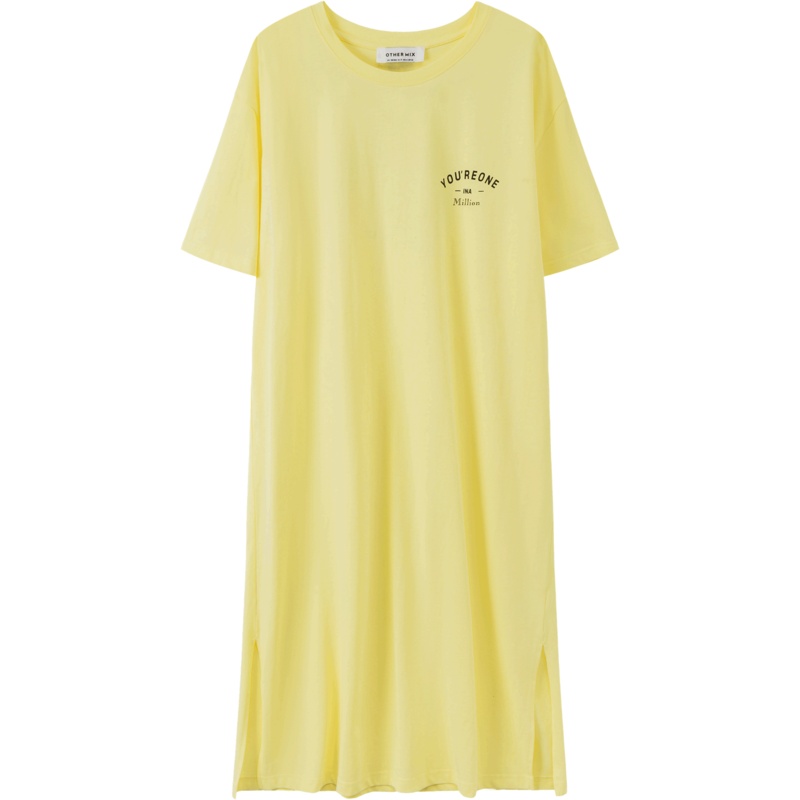 OtherMix设计感字母连衣裙2021年夏季新款套头宽松女短袖T恤裙子