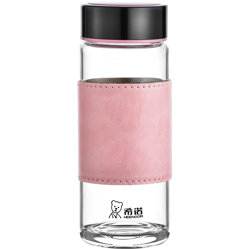 希诺玻璃杯女单层加厚带盖花茶杯少女心清新可爱个性创意便携水杯