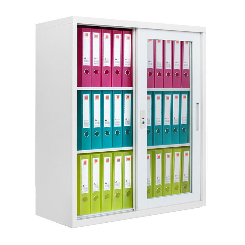 贞合 高1090玻璃移门文件柜带锁财务凭证柜 档案柜