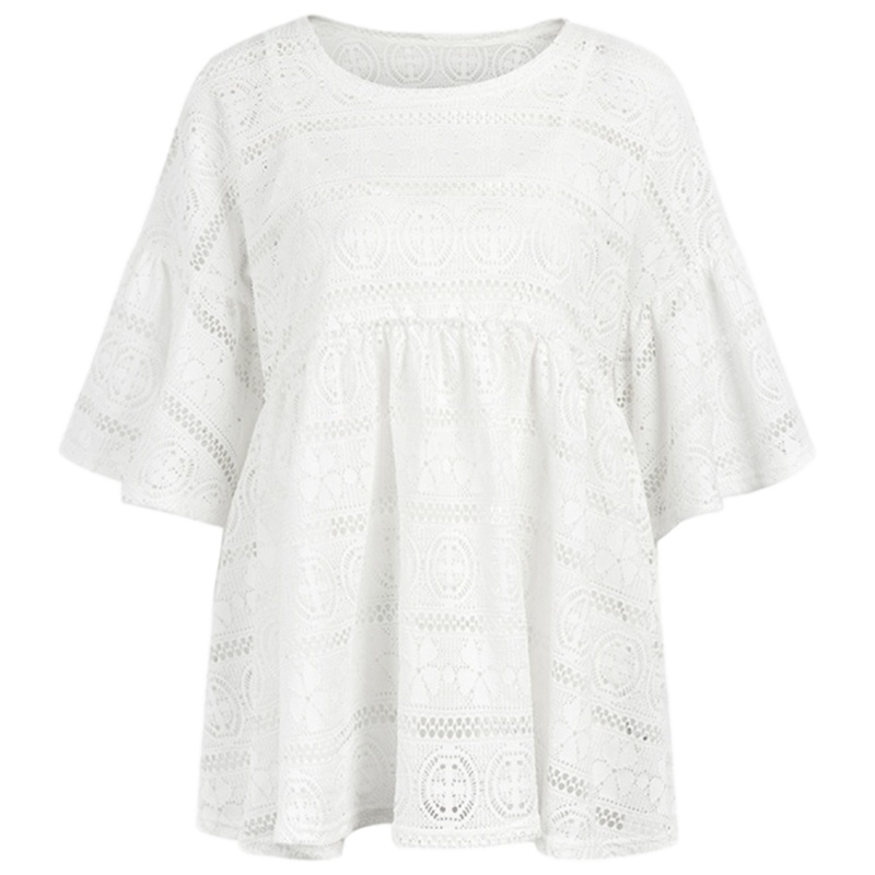 拉夏贝尔蕾丝衫内搭中长款镂空宽松吊带短袖上衣两件套