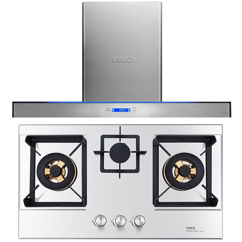 德国莱梅德(LAIMD)CXW-9012+B07 烟灶具套装 欧式按键式17立方抽油烟机 煤气灶天然气液化气台嵌两用灶具