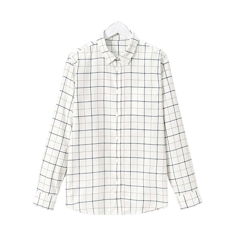 细线条格纹时尚衬衫女士秋冬舒适修身有型衬衣海澜优选