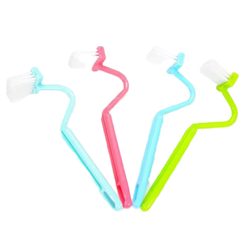 卫生间马桶刷加长柄刷角清洁刷V型塑料厕所马桶内侧弯曲刷子 颜色随机1个装送1个挂钩