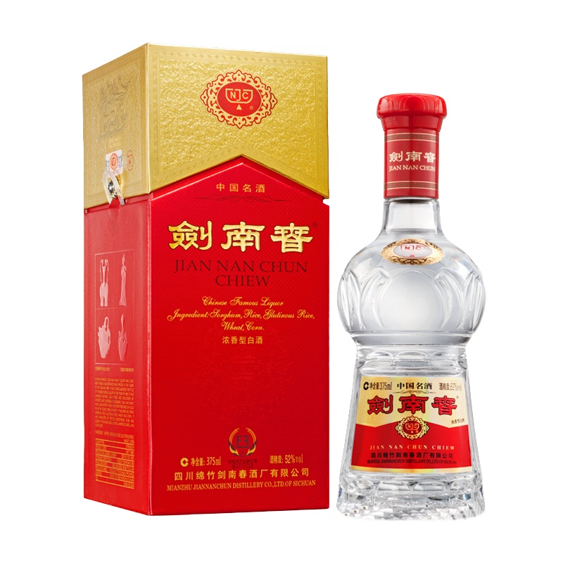 [酒厂自营]剑南春 水晶剑 52度375mL 1瓶 浓香型白酒