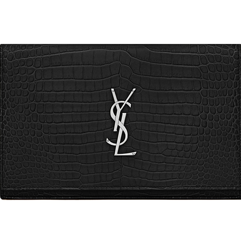 预售 圣罗兰YSL MONOGRAM 信封包 字母LOGO鳄鱼压纹 女士单肩包 377829 银链
