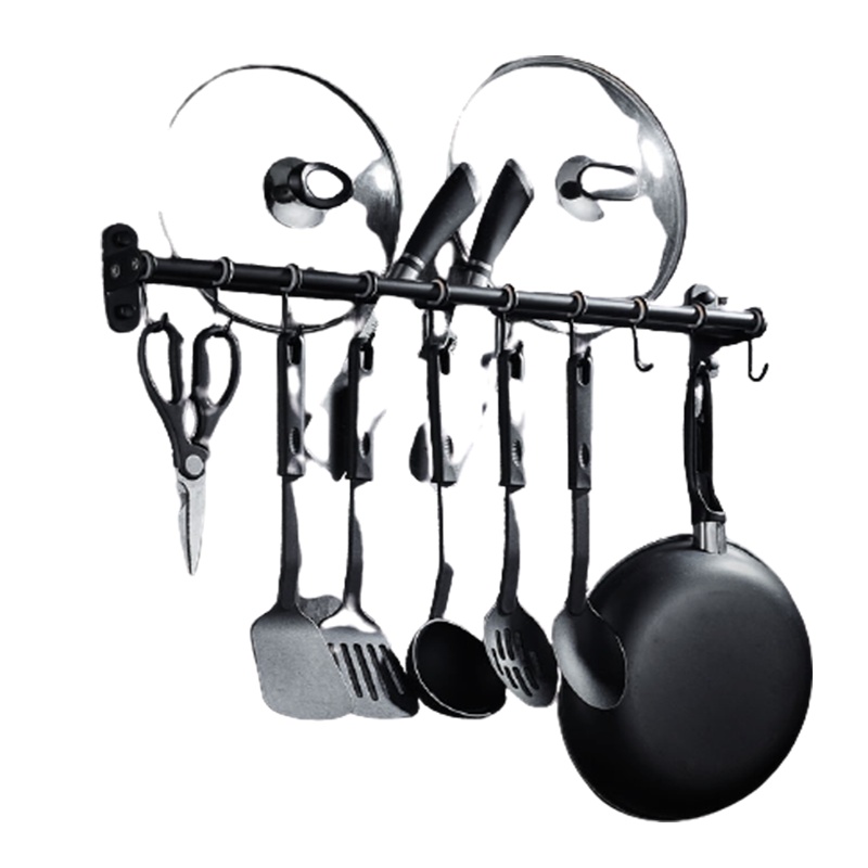 定制304不锈钢黑色厨房古达置物架厨具五金厨卫挂钩挂件挂架挂杆免打孔壁