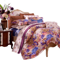 富安娜(FUANNA)家纺 磨毛纯棉四件套1.5米全棉床品套件1.8米双人床上用品床单被套 秋意·浓